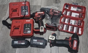 Skil 20v Lot (2) Impact Driver (1) Hammer Driver (1) 2ah (1) 4ah Bit Set - Picture 1 of 2