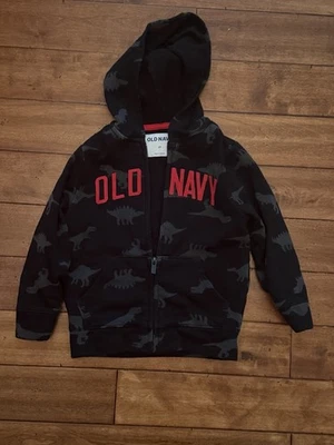 Old Navy 连帽衫男孩 3T 恐龙全拉链运动衫夹克 — 第 1/4 张图片