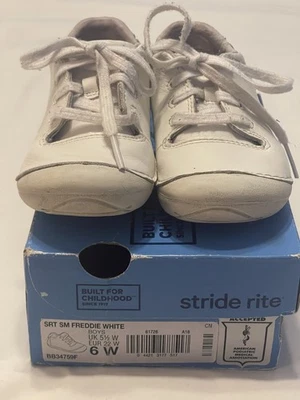 Stride Rite Freddie Blanco Zapatillas Zapatos Bebé Niño Talla 6W Cuero Foto 1 de 4
