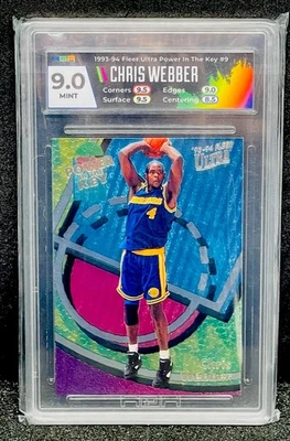 Chris Webber Rookie 1993 Fleer Ultra Power In The Key #9 Calificado HGA 9 Como Nuevo Salón de la fama Foto 1 de 2