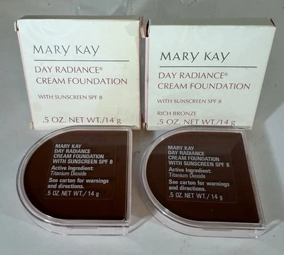 2x MARY KAY DAY RADIANCE CREME FOUNDATION RICH BRONZE D-SHAPE 6311 BRAND NEW NOS - Image 1 of 3