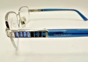 SWAROVSKI Half Rim Eyeglasses Frames ANYWHERE SW 5028 016 Blue Jeweled 52-16-135 - Picture 1 of 15