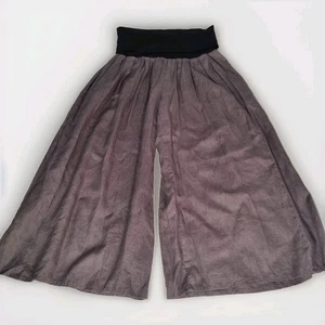 PAPERSHADOW by DOGSTAR 100% Linen Wide Leg Pants Size 10 S Crop Elastic Waist - Picture 1 of 11