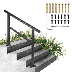 Uimoso Steps Handrail Aluminum Outdoor Stair Handrail Adjustable Height - Picture 1 of 12