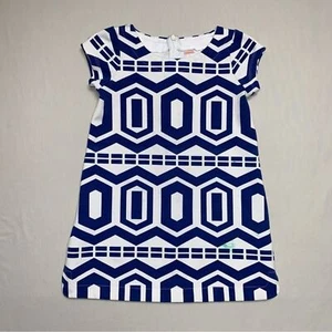 Gymboree Blue Geo Print Shift Dress Girl’s 5 Mod About Orange Retro 60s Vibes - Picture 1 of 6