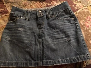 London Jeans - Women's Distressed Casual Denim Jean Mini Skirt - Size 0 - Picture 1 of 8