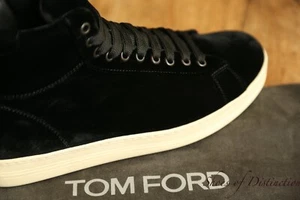 Tom Ford Russell Black Velvet Shoes Hi Tops Trainers UK 7 US 8 EU 41 - Picture 1 of 12