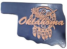 Vintage Frankoma Pottery Oklahoma State Shaped TRIVET Indian Feathers RARE Map 
