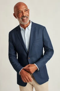 Bonobos Jetsetter Unconstructed Italian Wool Slim Blazer Bright Navy 46L Jacket - Picture 1 of 10