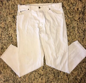 Vintage Levis Jeans With Orange Tab Distressed Size 38 X 32 White 80s 90s - Picture 1 of 11