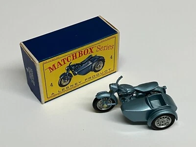 vintage 1960 MATCHBOX 4C TRIUMPH MOTORCYCLE SIDECAR Original Series D Box MINTY! - Image 1 of 4