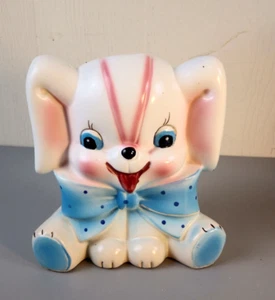 Jarrón vintage NAPCO blanco con cabeza de perro cachorro maceta kitsch bebé guardería arco 5” Japón - Imagen 1 de 8