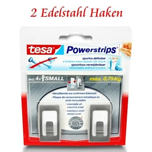 tesa Powerstrips® Haken -1 Pack = 2 Klebehaken - Kleben o. Bohren - Edelstahl - Bild 1 von 5
