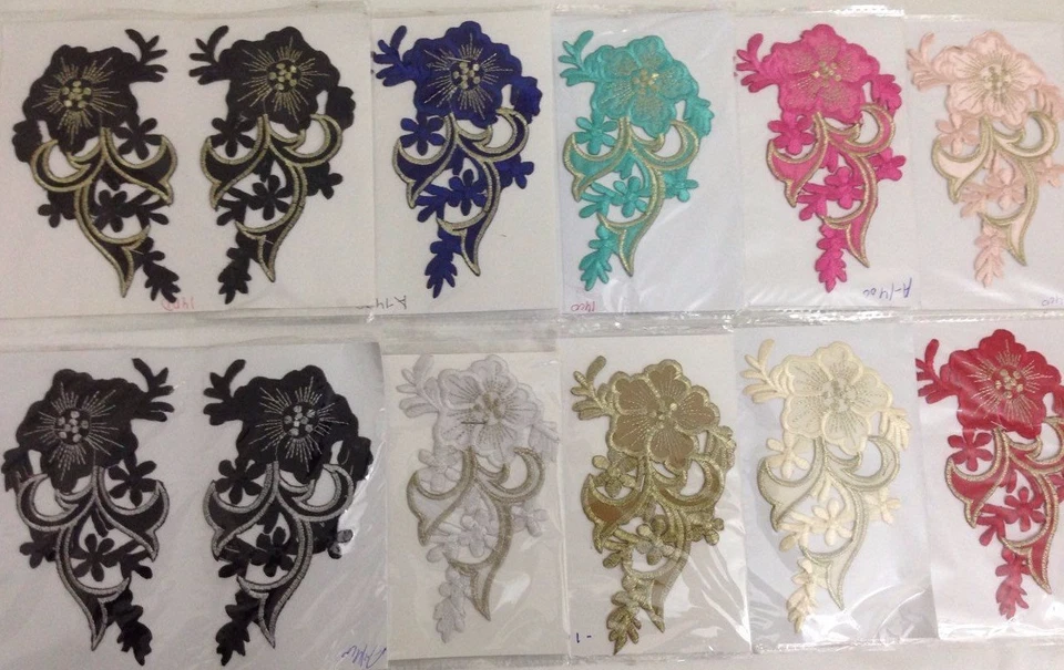 Floral Motif - iron/sew on embroidered flower embellishment applique -D No-1400 - Image 1 of 1