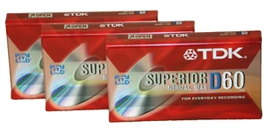 Lot Of 3 NEW TDK D60 Blank Cassette Tape 60 Minute Superior Normal Bias NIP - Picture 1 of 6