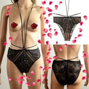 Victoria's Secret SEHR SEXY FRECHES HÖSCHEN HARNESS RIEMCHEN SCHWARZ SPITZE Größe M 34,5 $ - Bild 1 von 12