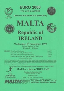 Football Match Poster - 1999 Malta v Republic of Ireland - Euro 2000 Qualifier - Picture 1 of 1