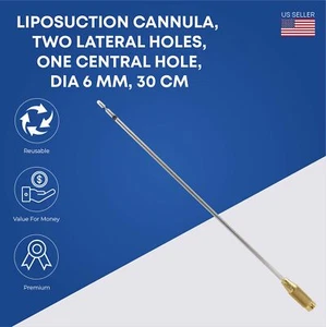 Cánulas de Liposucción 2 Laterales y 1 Agujero Central 6mmx30cm Transferencia de Grasa - Imagen 1 de 2