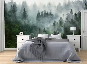 Wallpaper Misty Forest Foggy Mural Photo art decor Poster Free Paste - Foto 1 di 10