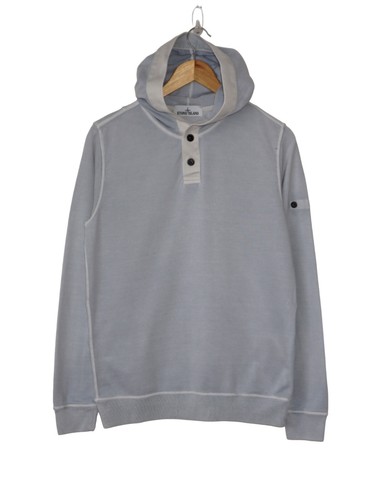Felpa con cappuccio Stone Island 2014 blu lavato distintivo leggero senza distintivo taglia
