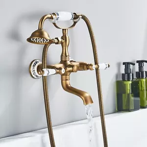 Vintage Retro Badewannenarmatur Wasserfall Wasserhahn Wannenarmatur m/Handbrasue - Picture 1 of 10