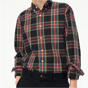J. Crew Factory Mens SLIM UNTUCKED Tartan Plaid Flex Shirt | Sz S, Black NEW - Picture 1 of 5