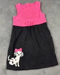 Gymboree Girl’s Dress 6 Dalmatian Dog Puppy Bow Pink Black Embroidered - Picture 1 of 6