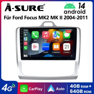 9"Android 14 Autoradio Für Ford Focus MK2 MK II 2004-2011 Navi GPS CarPlay 4+64G - Bild 1 von 4