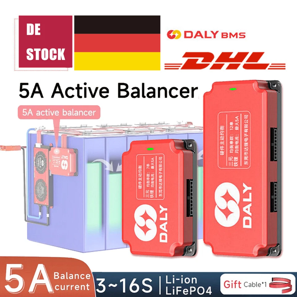 Scheda equalizzatore batteria DALY BMS 3S-16S 5A Li-Ion LiFePo4 Active Balancer DE