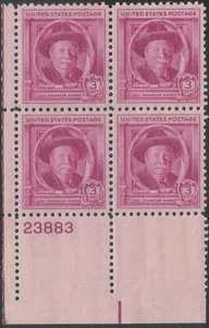 Plate Block of 4 Stamps - Scott 980 - 3 cent - Joel Chandler Harris - 1948 - LH - Picture 1 of 1
