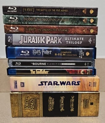 Hobbit LOT Jurassic Park STAR WARS Jason Bourne GODFATHER Harry Potter BLU RAY  - Image 1 of 4