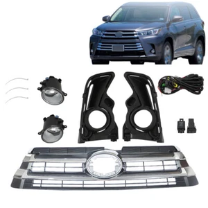 For Toyota Highlander 2017 2018 2019 Upper Grille&Fog Lights Halogen Pair LH&RH - Picture 1 of 14