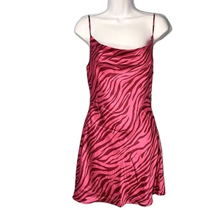 Prinzessin Polly Satin Schlupfkleid Rosa Leopard Größe 4 Y2K Negligee Kokette Mini - Bild 1 von 11