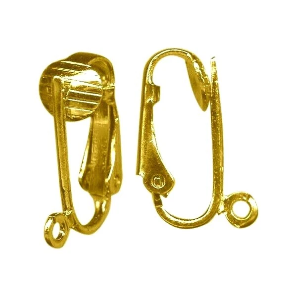 1 Pr. 6 毫米镀金耳环夹,穿孔外观带环快速发货  — 第 1/2 张图片