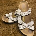 Birkenstock Tatami Sandals Bling Slides Womens 8 L8/M6 EU39 White Rhinestones