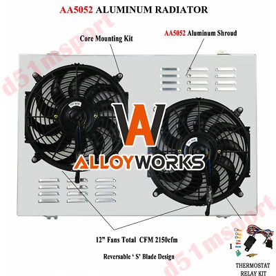 Aluminum Shroud +Fan Relay For 1988-1999 CHEVY GMC TRUCK C/K 1500 2500 3500 5.7L - Image 1 of 4