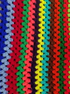 Q Blanket Crocheted Vintage Multi-Color Handmade 62" x 74" Lap Estate Sale - Picture 1 of 7
