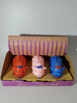 Vintage 3 Little Pigs Eenie Meenie Minie Save and Have Mo Coin Bank Set RARE  - Image 1 of 4