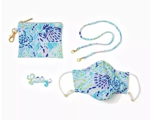 NEW Authentic Lilly Pulitzer Adult On The Go Mask and Pouch Set Style#008540 - Picture 1 of 4