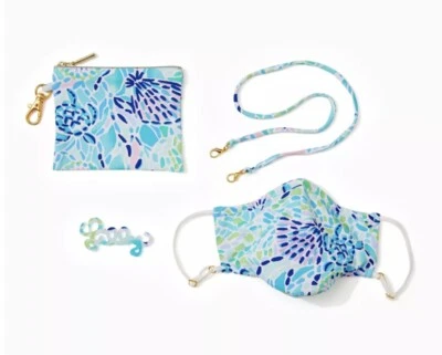 NEW Authentic Lilly Pulitzer Adult On The Go Mask and Pouch Set Style#008540 - Image 1 of 4
