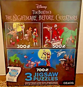 Disney Tim Burton's 3 Rompecabezas Pesadilla Antes De Navidad Nuevo en Caja - Imagen 1 de 4