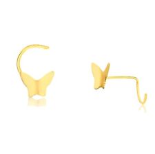 18k Solid Gold Nose Stud Screw L Shaped Butterfly Piercing for Teens and Women