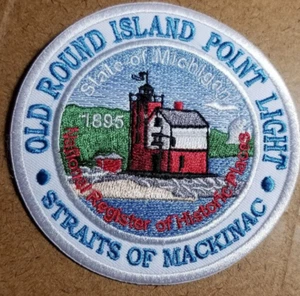 Michigan Old Round Island Point Light Strait Of Mackinac Patch approx 3.5" - Picture 1 of 2
