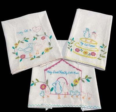 Paños de cocina bordados LOVE BIRDS (3) 21x28 recién casados cocina novia ducha regalo Foto 1 de 4