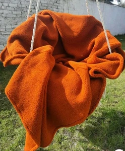 100 % WOLLE Schafwolldecke Merino Plaid  160 x 220 cm Cognac  - Bild 1 von 3