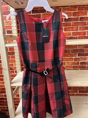 Children’s Place Girls Size 12 Christmas Holiday Dress plaid red With Belt - Image 1 of 4