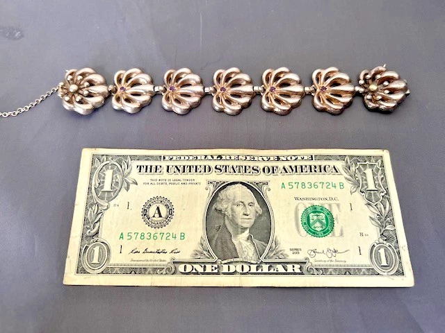 Bracelet,Vintage, Designer, Napier, Sterling silver w/Amethyst Gems, 7.125", USA - Image 1 of 4