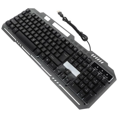 1Pc Usb Light-emitting Mechanical Feel Metal Panel Keyboard (Black) - Image 1 of 4