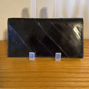 Vintage Eel Skin Black Clutch Wallet - Picture 1 of 5