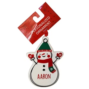 Ganz Aaron Snowman Christmas Ornament Ceramic Personalized Holiday Decoration - Picture 1 of 4